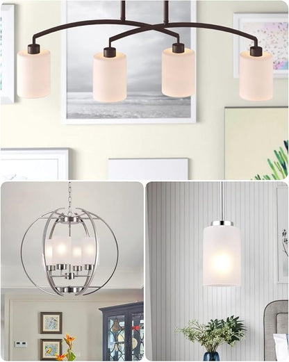 3-Pack White Frosted Glass Shade, Glass Lamp Shade Covers Replacements for Light Fixtures, 1-5/8-inch Fitter Globes & Shades for Chandelier Wall Sconces Pendant Lights Bath Vanity Lights
