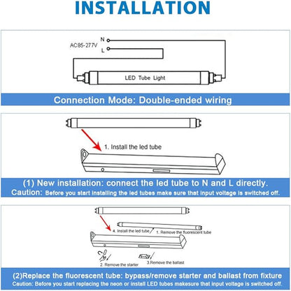 8ft LED Bulbs,12 Pack 96" 45W FA8 Single Pin LED Tube Lights 5400LM, 6000k, Milky Cover, F96T12 Bulb Fluorescent Replacement, Ballast Bypass
