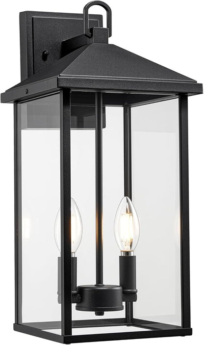 Darkaway Outdoor Wall Lights for House, 17 Inch Tall Exterior Lighting Fixtures Wall Mount Outdoor Porch Lights Outside Sconce Lights with Clear Glass for Patio Hallway Garage E12 Socket