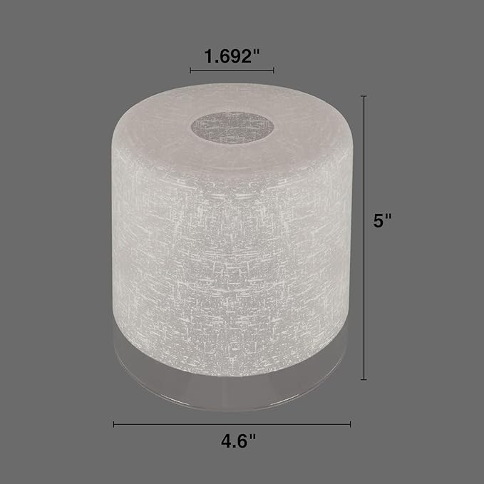 2 Pack White Frosted Glass Lamp Shade, Cylinder Light Fixture Replacement Globe or Cover with 1-5/8-Inch Fitter for Pendant Light Chandelier Wall Sconce G0099