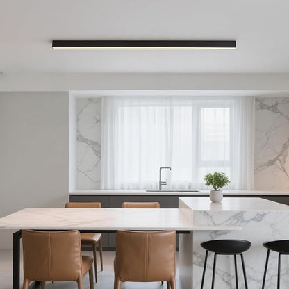 Black ceiling light LED, modern and simple, long strip ceiling surface installation, suitable for living room, bedroom, corridor and kitchen, remote control to switch color and brightness, 78.7 inches