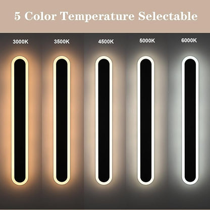BONLICHT 1 Pack Outdoor Long Wall Lights 32in Dimmable 5CCT Modern Led Wall Lighting Black Wall Mount Linear Exterior Lights Ip65 Waterproof Exterior Sconces Wall Lamp for Front Door Garage Bathroom
