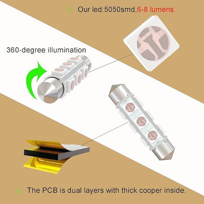 360 deg 42mm DC 24V 569 LED Bulb Pink Purple,Festoon 561 578 211-2 LED Bulbs for Marine Boat Truck Interior Map Trunk Lights Non Polarity(Pack 6)