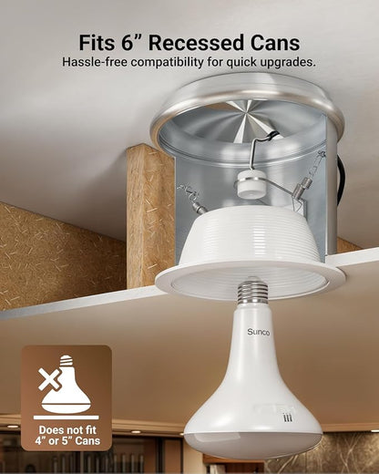 Sunco BR40 LED Light Bulbs, Indoor Flood Lights, Recessed Can Light Bulb, 1400 LM, 16W (100W Equivalent), Selectable CCT 2700K/3000K/5000K, Dimmable, E26 Base, for Home, Bedroom, Kitchen UL 4 Pack