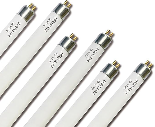 6pack F21T5/830 21Watt 34 inch Fluorescent Light Bulb, T5 3000K Soft White Linear Tube, F21T5/21W/830 Warm White Replacement for Under Counter Fixture