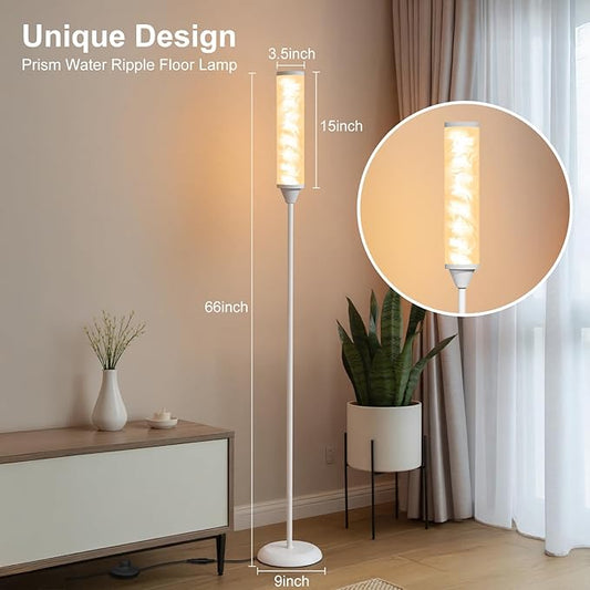 Prism Glow Floor Lamp with Water Ripple, Smart RGB LED Floor Lamp with Music Sync, DIY Colors, Color Changing Standing Lamp with 3 Color Temperature, Timer, Corner Lamp for Living Room, Bedroom