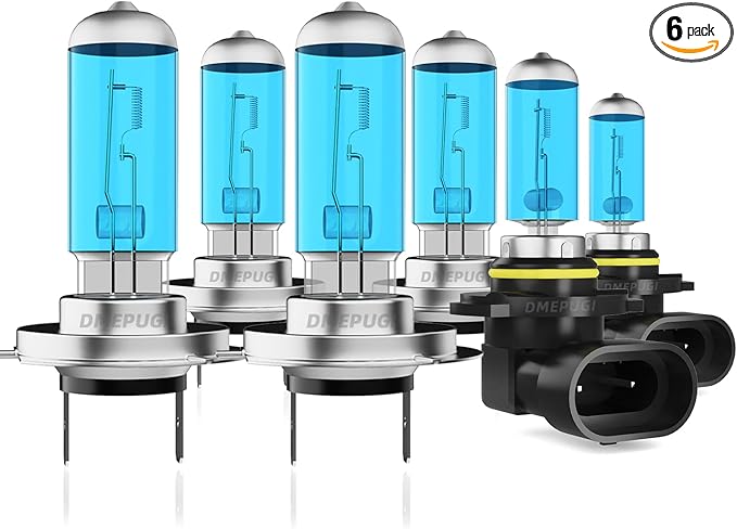 Headlight Bulbs compatible with Volkswagen Jetta 2007-2014 halogen Light Bulb, H7 High Beams + H7 Low Beam + 9006 Fog Light,6000k white,Plug N Play,Pack of 6
