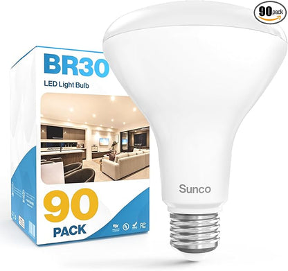 Sunco 90 Pack BR30 Light Bulbs LED, Recessed Can Light Bulbs, Indoor Flood Bulb, 850 LM, 11W (65W Equivalent), 5000K Daylight, Dimmable, E26 Base, for Home, Kitchen, Bedroom UL.