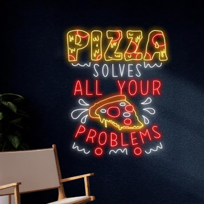 Large Pizza Neon Sign, 30" Pizza Neon Led Light Sign, Italy Food Room Wall Decor,Italian Food Led Sign