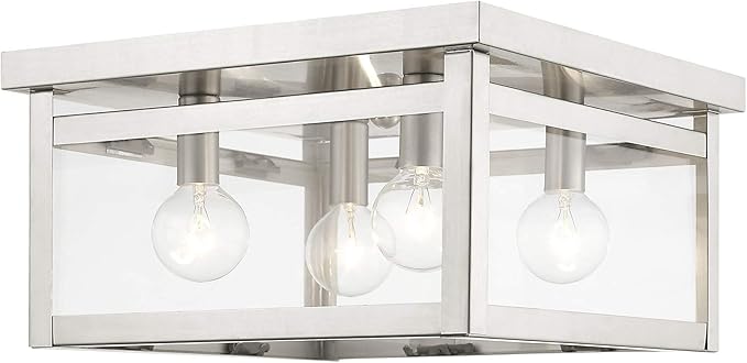 Livex Lighting 4032-91 Milford 4-Light Ceiling Mount, Brushed Nickel, 6.00x11.00x11.00