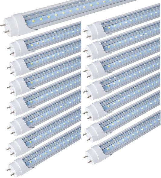 (Pack of 15 T8 6FT 40W (100W Equivalent) Tube Light Bulbs G13 Bi-Pin Cap with Dual-Rows LEDs 6000K Cool White for 6 Foot Ballast Bypass T8 T10 T12 Fluorescent Replacement