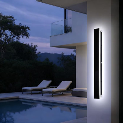 Modern Black Outdoor Wall Lights for House 31.5" Garage Exterior Lighting Fixtures LED IP65 Outdoor Wall Light Dimmable 3000K-6000K Long Strip Anti-Rust Wall Lamp for Patio Passage Porch