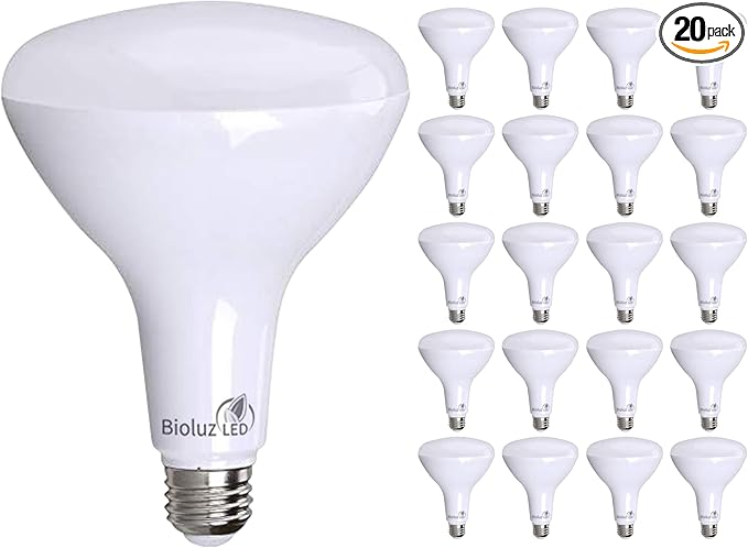 Bioluz 20 Pack Brightest BR40 LED Light Bulb - INSTANT ON Warm Light Bulbs Energy Saving 16W (120W Replacement) 2700K 1400 Lumen Led Bulbs Indoor & Outdoor Lighting Smooth Dimmable Lightbulb UL Listed