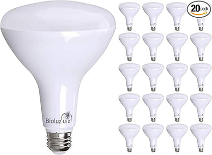 Bioluz 20 Pack Brightest BR40 LED Light Bulb - INSTANT ON Warm Light Bulbs Energy Saving 16W (120W Replacement) 2700K 1400 Lumen Led Bulbs Indoor & Outdoor Lighting Smooth Dimmable Lightbulb UL Listed