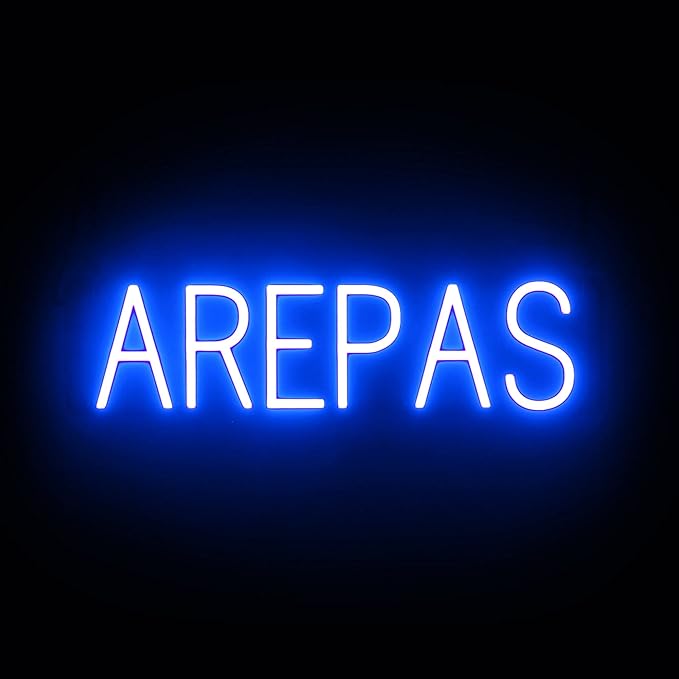 SpellBrite AREPAS Sign | Restaurant-Related Sign with Neon Look, Blue LED Light | 24.4" x 6.3"
