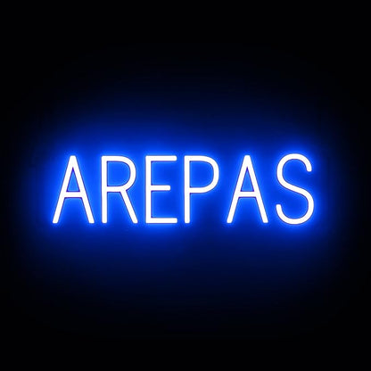 SpellBrite AREPAS Sign | Restaurant-Related Sign with Neon Look, Blue LED Light | 24.4" x 6.3"
