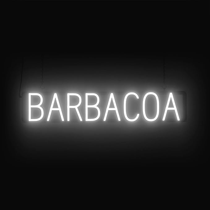SpellBrite BARBACOA Sign | Mexican Food-Related Sign with Neon Look, White LED Light Source | 32.9" x 6.3"