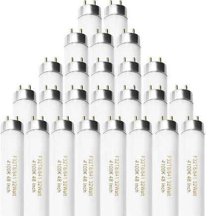 25 Pack F32T8/841 Fluorescent Tube 48 Inch, T8 Fluorescent Light Bulb 4 Foot 32 Watt 4100K Cool White 2600 Lumens G13 Base