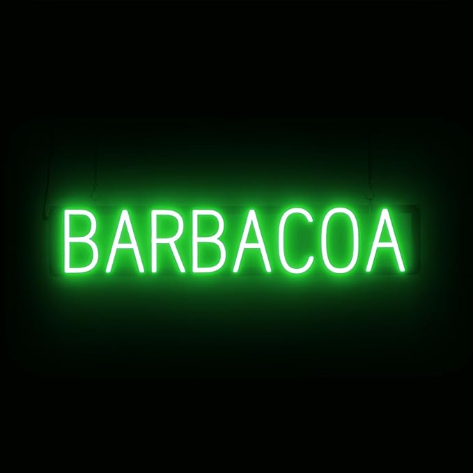 SpellBrite BARBACOA Sign | Mexican Food-Related Sign with Neon Look, Green LED Light Source | 32.9" x 6.3"