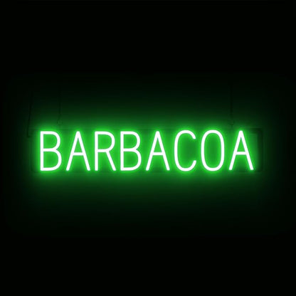 SpellBrite BARBACOA Sign | Mexican Food-Related Sign with Neon Look, Green LED Light Source | 32.9" x 6.3"