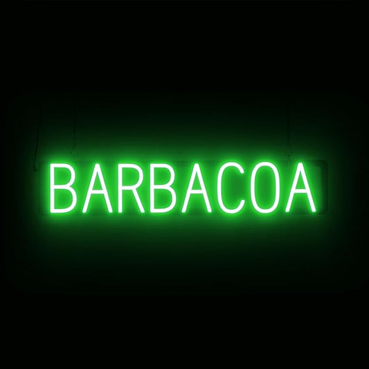 SpellBrite BARBACOA Sign | Mexican Food-Related Sign with Neon Look, Green LED Light Source | 32.9" x 6.3"