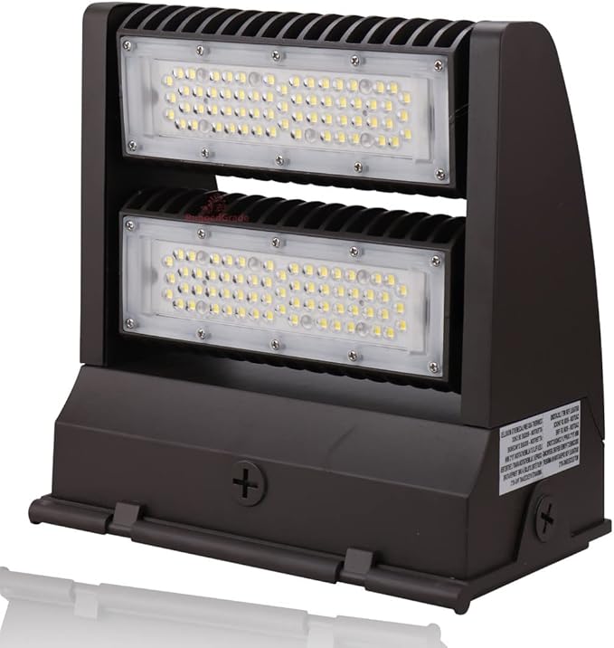RuggedGrade 120W - Rotate III Series LED Wall Pack - 17,100 Lumens - with Photocell - 5000K Bright White - High Efficiency 140 Lumen per Watt - Black Housing - DLC 5.1 Premium