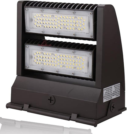 RuggedGrade 120W - Rotate III Series LED Wall Pack - 17,100 Lumens - with Photocell - 5000K Bright White - High Efficiency 140 Lumen per Watt - Black Housing - DLC 5.1 Premium