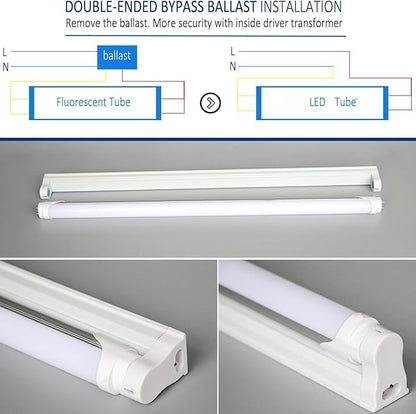 T8 LED Light Bulbs Fluorescent Replacement Ballast Bypass 48inch 4000K Daylight White Double-end Powered Frosted Lamps 25 Pack