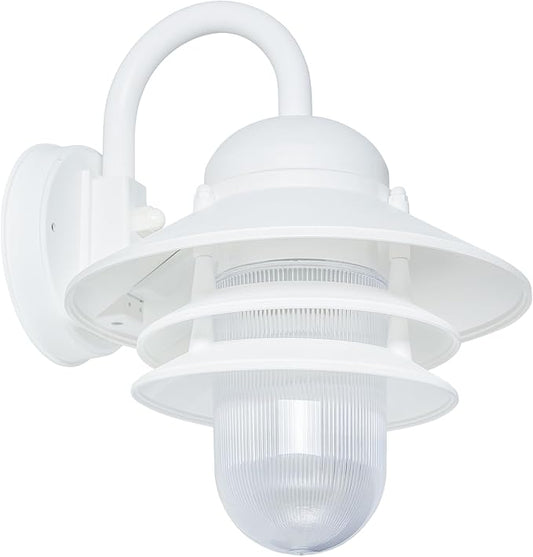 KASTLITE Nautical Outdoor Sconce Wall Mounted Light - Rust & Waterproof Non-Metallic Coastal Lantern - UL Listed Patio Deck Porch Front Door & Dock Lighting Fixture - USA Made, 13"x10", Matte White