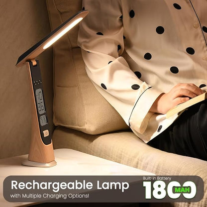 WILIT Rechargeable Lamps Cordless Table Lamp, Foldable Portable Desk Lamp - LED Battery Operated Lights with Stepless Brightness&Time Display for Office Lamp, Book Lights, College Dorm Essentials