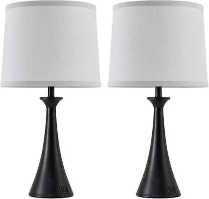 Touch Lamp for Living Room Bedroom, 21" Table Lamps Set of 2 with USB C+A Ports and White Lamp Shades, Touch Bedside Lamps for Nightstand with 3 Way Dimmable, 2 LED Bulbs Included