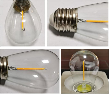 E26 S14 LED Outdoor String Light Bulb, 0.65W (7W Equivalent) Daylight White 6000K UL Listed CRI80, 120V, E26 Medium Base, Non-Dimmable, Shatterproof & Waterproof S14 String Light Bulb, Pack of 25