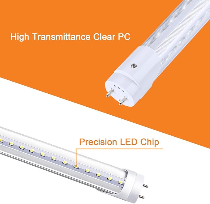 H&B Luxuries 20-Pack T8 LED 4FT Type A+B Light Bulbs 18W, 2300LM, G13 Base,Plug and Play or Ballast Bypass,T8 T10 T12 Fluorescent Bulbs Replacement, UL & DLC (5000K)