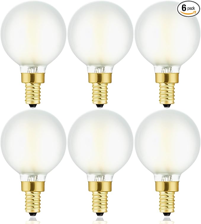 G16.5 Light Bulb,6W E12 LED Bulb dimmable Equivalent E12 Candelabra Bulb 60 Watt,Soft White 3000K,600lm,CRI90+,AC120V,Edison Style,Frosted Glass,Pack of 6