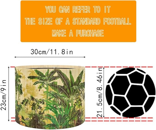Floral Lampshade Bamboo Made With Tropical Plants green Design, Suitable For Floor Lamps And Desk Lamps, Art deco, Rustic And Elegant, Groovy Unique(11.8 * 9Inch) (Tropical Tree A)