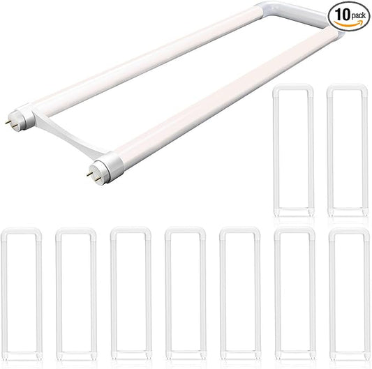 10 Pack 2FT T8 T10 T12 U Bend LED Tube Light, 18W(40W Equiv),4000K Natural Light,2200 Lm Super Bright, Dual-end Powered, Ballast Removed, Fluorescent LED Replacement Bulbs