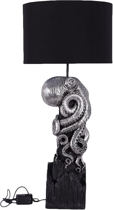 Silver Octopus Table Lamp with Black Shade