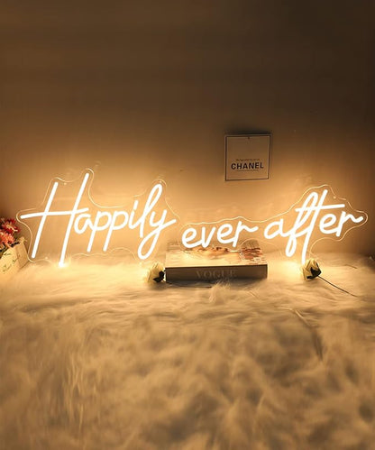 Happily Ever After Neon Sign Large, 38.4 Inch Neon Light Sign Art Decorative with Dimmer for Engagement,Birthday,Wedding,Gift for Girl,Home Wall Decor,Living Room Decor