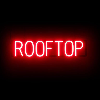 SpellBrite ROOFTOP Sign | Location-Related Sign with Neon Look, Red LED Light Source | 27.8" x 6.3"
