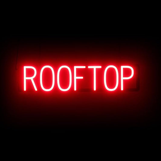 SpellBrite ROOFTOP Sign | Location-Related Sign with Neon Look, Red LED Light Source | 27.8" x 6.3"