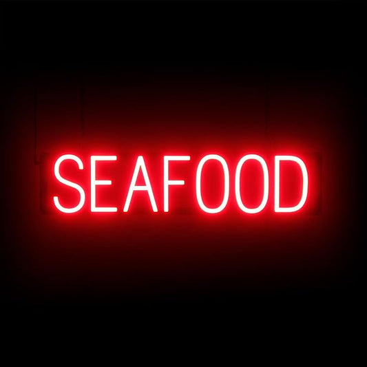 SpellBrite SEAFOOD Sign | Restaurant-Related Sign with Neon Look, Red LED Light | 28.0" x 6.3"