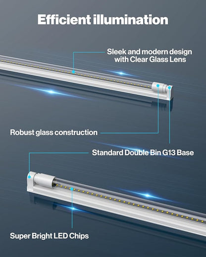 Sunco 50 Pack T8 LED Bulbs 4 Foot, 48 Inch Tube Light Bulbs Fluorescent Replacement, Single or Double Ended Hybrid Type A+B, 2400 LM, 20W, 6000K Daylight Deluxe, Clear Lens ETL.