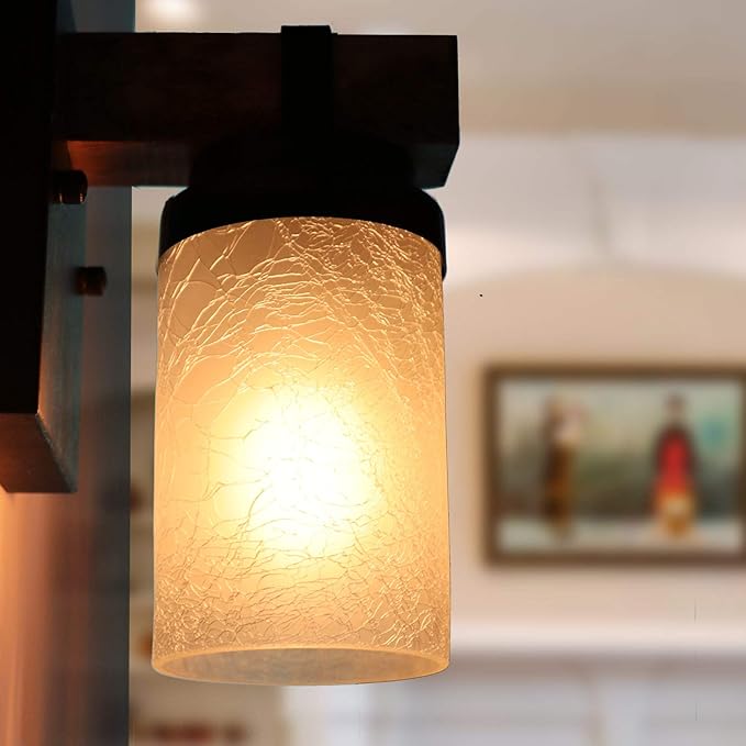 3 Pack Frosted Cracked Glass Shade, Cylinder Light Fixture Replacement Globe or Cover with 1-5/8-Inch Fitter for Chandelier Wall Sconce Pendant Light, G0074
