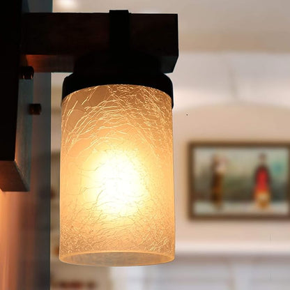 3 Pack Frosted Cracked Glass Shade, Cylinder Light Fixture Replacement Globe or Cover with 1-5/8-Inch Fitter for Chandelier Wall Sconce Pendant Light, G0074