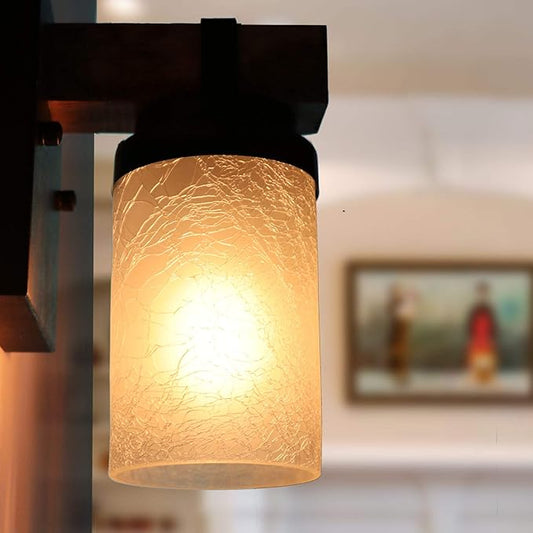 3 Pack Frosted Cracked Glass Shade, Cylinder Light Fixture Replacement Globe or Cover with 1-5/8-Inch Fitter for Chandelier Wall Sconce Pendant Light, G0074