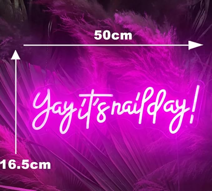 LED Neon Sign Yay It Is Nail Day Room Wall Neon Signs Aesthetic Decoration LED Light Business Neon Signs Nail Shop Night Lights USB Size:50CM