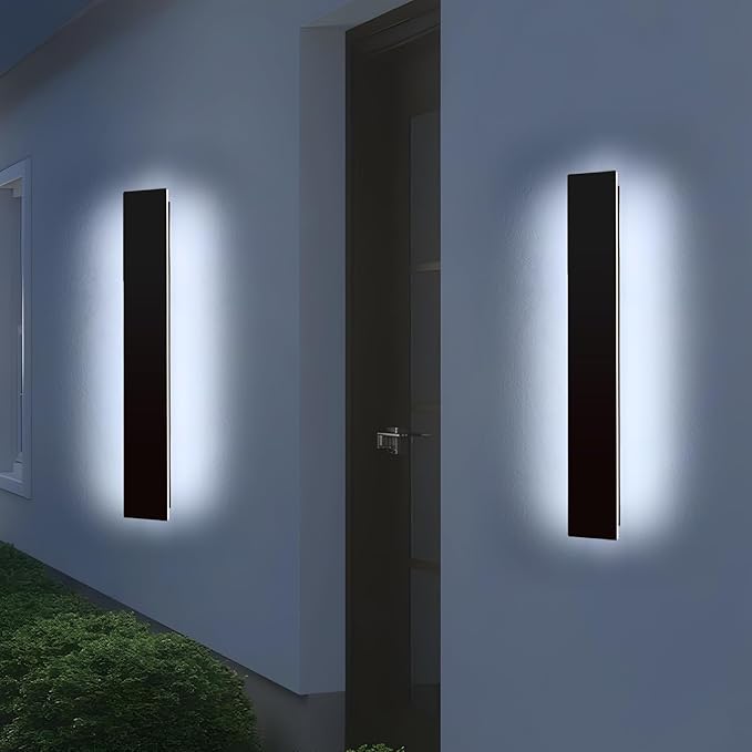 Mikeru Upgraded 2 Pack 31.4" Long & 4.3" Wide LED Wall Sconce, 10%-100% Dimming + 3000K-6000K Adjustable, IP65 Waterproof Outdoor Light Fixtures Cover US Junction Box for Porch, Garage, Basement