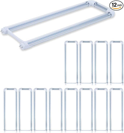 12-Pack T8 U Bend LED Tube Light 2FT 24W (60W Equivalent) U Shaped Bulb 6000K Daylight White 2640lm for Fluorescent Replacement, Dual-End Powered