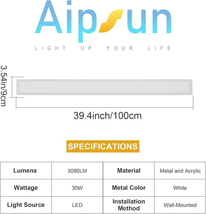 Aipsun 2 Pack Outdoor Wall Lights, LED Exterior Light Fixtures Wall Mount, Modern Porch Lights Wall Sconce, Long LED Linear Outside Lighting for Garage, Front Door 3000K