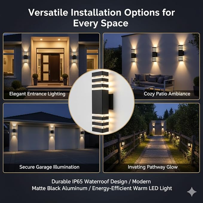 6Pack 15inch Outdoor LED Wall Lights,4000K Day White Outdoor 18W Wall Light Aluminum Body Waterproof IP65 led Porch Light for House Patio Garage Garden.(No Sensor)